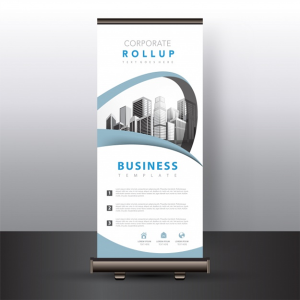 ROLL UP COM LONA PADRÃO Alumínio + Lona Padrão 80x200cm   Corte Reto. 