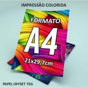 Impressão Laser A4 Offset  75g.  A4 Colorido 4x0 ou 4x4.   